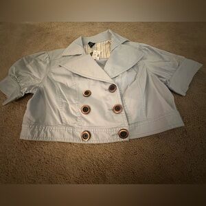 Lane Bryant Light Blue Cropped Trench Coat